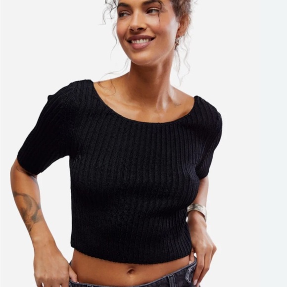 Free People Black Ribbed Backless Bodysuit - Picture 2 of 8